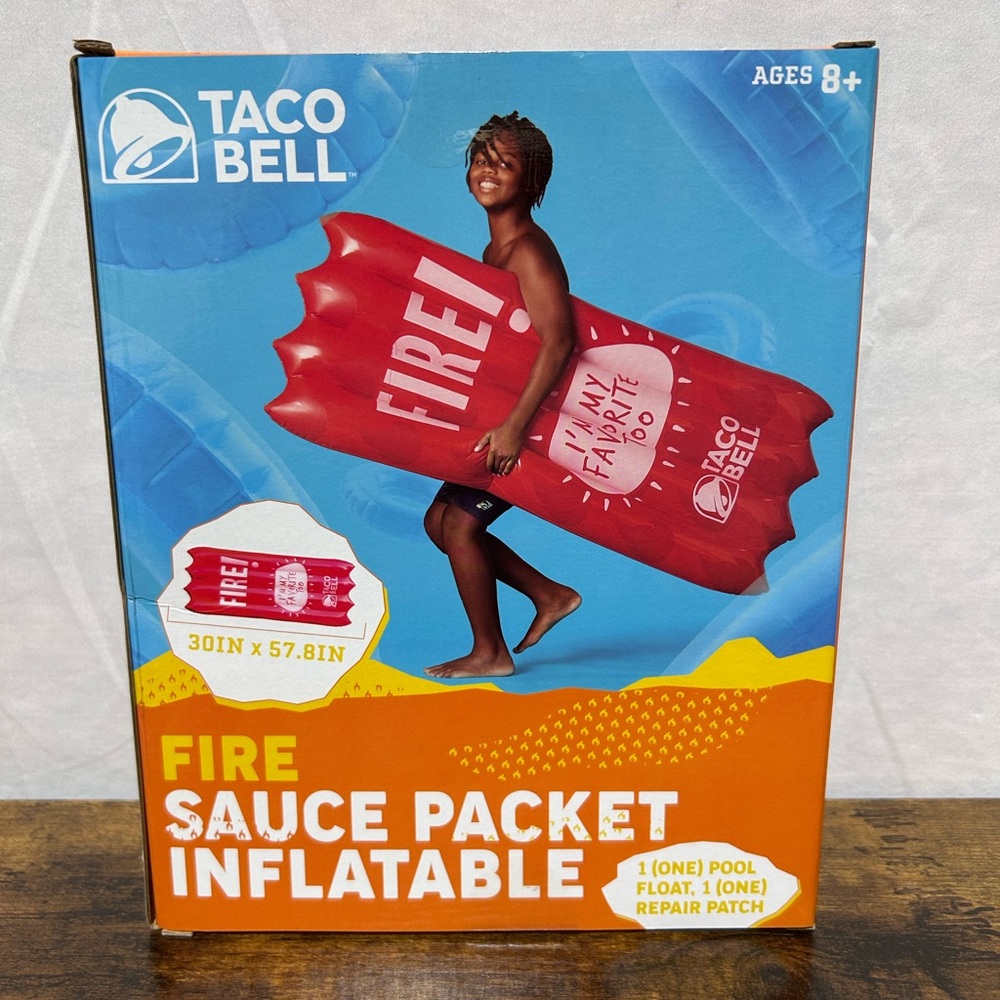 Taco Bell Pool‎ Float Fire Sauce Packet Inflatable 30x57.8" I’m My Favorite Too